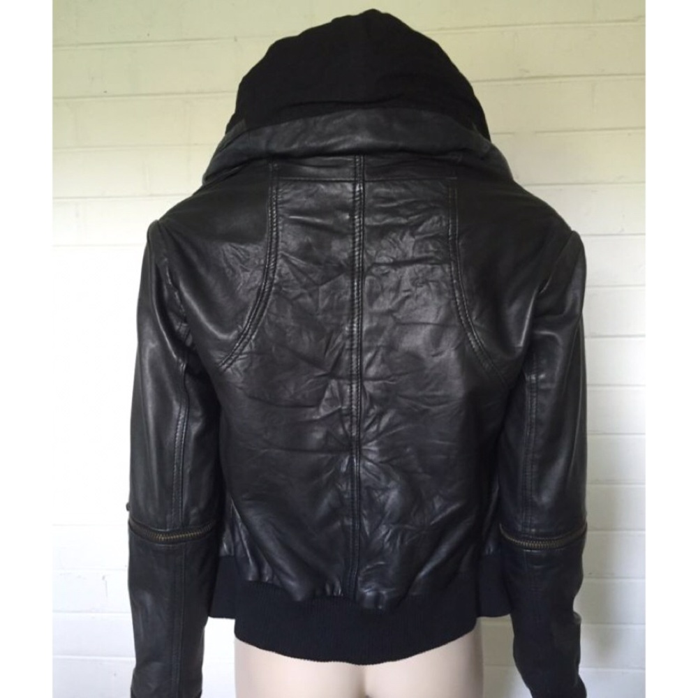 All Saints Black Leather Zip-Up Jacket - Picture 3 of 8